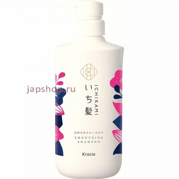 Шампуни, 722416 Ichikami Smooth Care Shampoo Шампунь для поврежденных волос, разглаживающий, с ароматом цветущей горной вишни, 480 мл