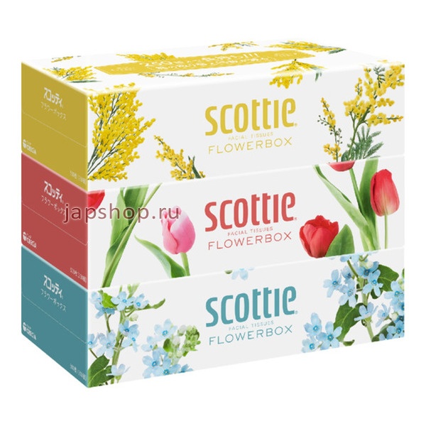 Хозяйственные товары, 413309 Crecia Scottie Flowerbox Салфетки двухслойные 3Х250шт