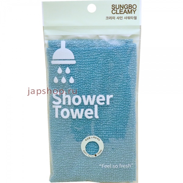 Мочалки, 102803 Shine Shower Towel Мочалка для тела с плетением Гофре, жёсткая, 20х95 см