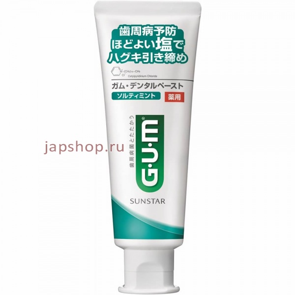 Зубные пасты, 007734 Sunstar Gum Dental Paste Salty Mint Зубная паста для защиты зубов и десен, с солью и витамином E, с ароматом мяты, 150 гр