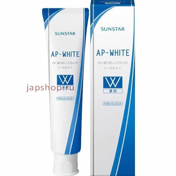 Зубные пасты, 009363 Sunstar AP White Refresh Mint Зубная паста комплексного действия с гидроксиаппатитом, пять в одном, освежающая мята, 110 гр