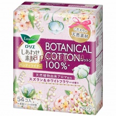 Прокладки, 382498 КАО Laurier Botanical Cotton Ежедневные гигиенические прокладки с верхним слоем из натурального хлопка, аромат ландыша и белых цветов, без крылышек, 54 шт