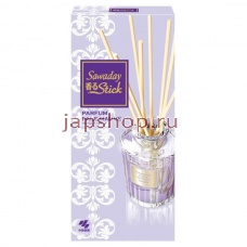 Освежители воздуха, 054352 Sawaday Scented Stick Parfum Pale Mauve Натуральный аромадиффузор для дома, с мягким фруктово-цветочным ароматом и нотками яблока и календулы, 8 палочек, стеклянный флакон, 70 мл