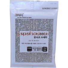 Губки и щётки для мытья посуды, 10308 Bright Scrubber Губка для мытья посуды и кухонных поверхностей в серебристой плотной сетке, средней жёсткости, 18х14х0,9 см, 1 шт