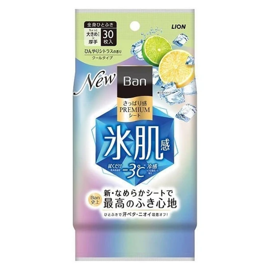 Lion Ban Premium Refresh Shower Sheets Дезодорант для всего тела охлаждающий салфетки с пудрой Цветущий цитрус 30шт 333296