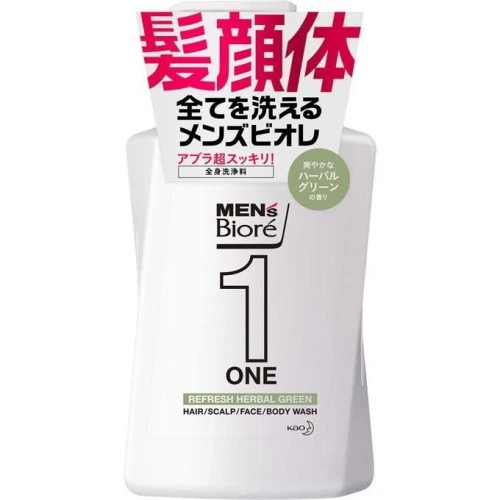 КAO Men's Biore One Очищающий гель для лица, тела и волос Все в одном с ароматом трав 480мл 350145