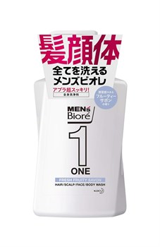 366771 КAO Men's Biore One Очищающий  гель для лица, тела и волос Все в одном с легким ароматом цветочного мыла 480 мл 366771 - фото 1052