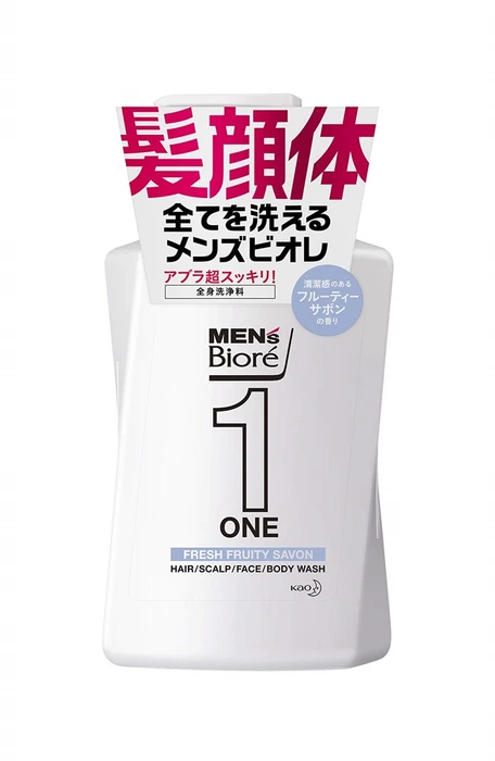 КAO Men's Biore One Очищающий  гель для лица, тела и волос Все в одном с легким ароматом цветочного мыла 480мл 366771