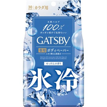 Mandom Gatsby Body Wipes Deodorant Ice-Type Мужской дезодорант-антиперспирант для всего тела салфетки с ментолом 30 шт 118247