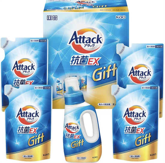 436221 KAO Attack Antibacterial EX Gift K AR-30A Средство для стирки с антибактериальным эффектом флакон 750г+ м/у  4 шт по 590г 436221