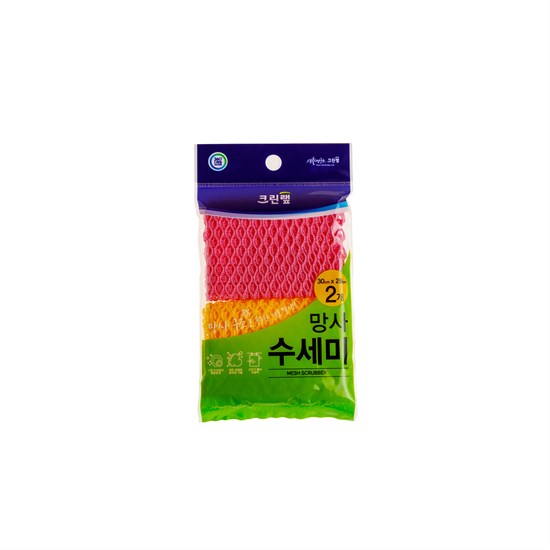 070245 CL Мочалка-сетка для мытья посуды (средней жёсткости) (30 см х 28 см) розовая + желтая, 2 шт 070245