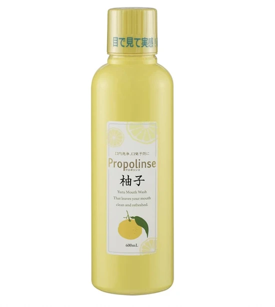 247677 PIERAS Propolinse Yuzu Ополаскиватель полости рта разрушающий и окрашивающий налёт спиртовой вкус Юдзу 600 мл 247677