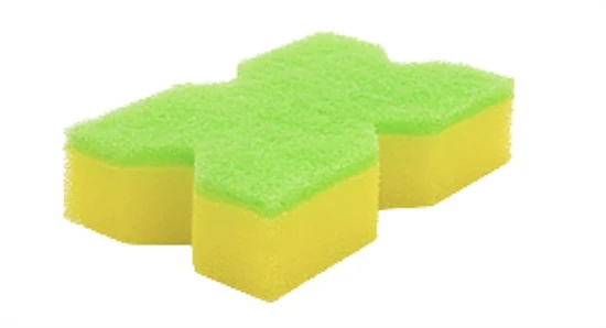 102099 KIKULON Kubomi Sponge Губка для мытья посуды двухслойная мягкий верхний слой цвет зеленый\желтый 1шт 102099