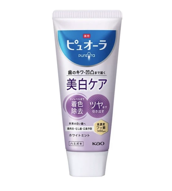 439536 KAO PureOra Whitening Care Зубная паста комплексного действия с отбеливающим эффектом и мятным вкусом туба 115г 439536