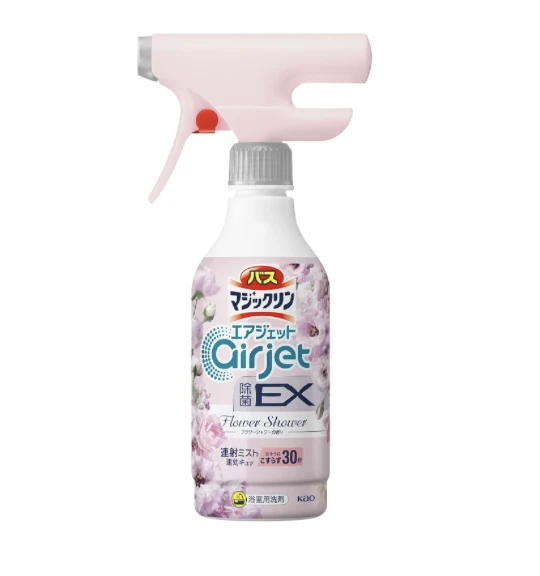 453259 KAO MagicClean Airjet EX Пенящееся чистящее и дезодорирующее средство для ванной (антибактериальное, быстрого действия, аромат цветов) 390 мл 453259