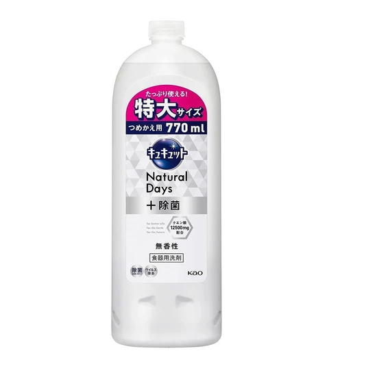 KAO CuCute Natural Days Средство для мытья посуды с лимонной кислотой без аромата 770мл 403957