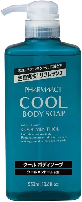 Kumano Yushi Pharmaact Cool Жидкое мыло для тела охлаждающее и освежающее с ароматом эфирного масла мяты 550мл 037595