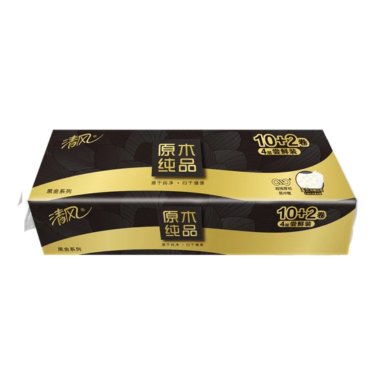 Gold Hond Ye Paper Breeze Black gold Премиальная ультрамягкая туалетная бумага четырёхслойная с тиснёным рисунком 12X15м 469466