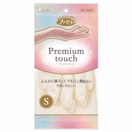 ST Family Premium Touch Перчатки виниловые пропитанные гиалуроновой кислотой размер S жемчужные 1 пара 712076