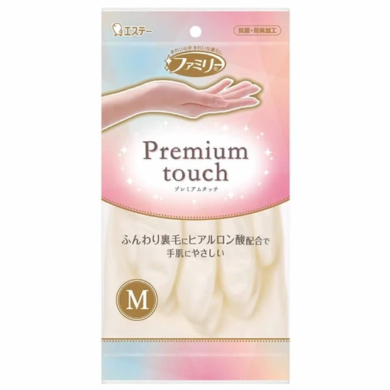 ST Family Premium Touch Перчатки виниловые пропитанные гиалуроновой кислотой размер M жемчужные 1 пара 712083