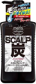 384031 KOSE Mens Softymo Scalp Shampoo Мужской шампунь с древесным углем Глубокое очищение и объем мята и цитрусовые 550мл 384031 - фото 862