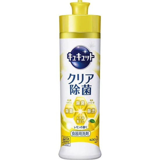 KAO CuCute Clean Средство для мытья посуды и кухонных раковин с лимонной кислотой аромат лимона / от стойких загрязнений 220 мл 433954