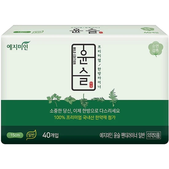 WCH Yejimiin Cotton Touch Mild Herb Ежедневные прокладки с поверхностью из хлопка без крылышек  40 шт 296263