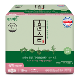 296324 WCH Гигиенические прокладки "Yejimiin Cotton Touch Mild Herb" премиум класса с  экстрактами трав с крылышками / 25 см 16 шт 296324