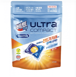 633716 Lion Korea Ultra Compact Anti Mite Care Капсулы для стирки  Хлопок/защита цвета/от пылевого клеща 40Х8г 633716