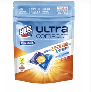CJ Lion Ultra Compact Anti Mite Care Капсулы для стирки хлопка от пылевого клеща 40Х8г 633716