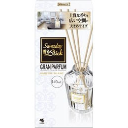 058039 KOB Kobayashi GRAN PARFUM BLANC  Ароматический диффузор для дома с палочками (большой рифлёный флакон + 2 наполнителя + палочки) 140 мл 058039
