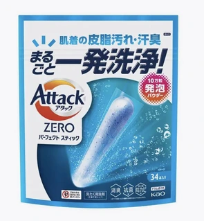 KAO Attack Zero Perfect Stick Стиральный порошок в стиках с антибактериальным эффектом и ароматом зелени 34 стика 451484