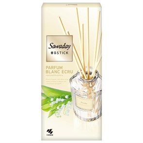 091395 KOB Kobayashi PARFUM BLANC ECRU Ароматический диффузор для дома с палочками Нежные цветы рифлёный флакон + наполнитель + палочки) 70 мл 091395