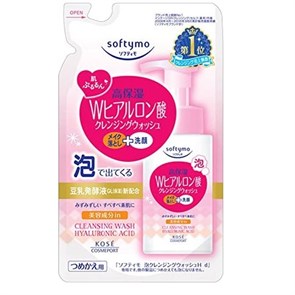 Kose Пенка Softymo для умывания и удаления макияжа увлажняющая с W-гиалуроновой кислотой 180мл, мягкая упаковка / 36 319590