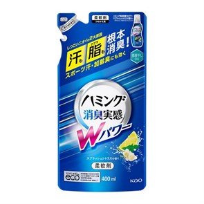 406255 KAO Humming Deodorant Soap W Power Кондиционер для белья дезодорирующий прохладный цитрус м/у 400 мл 406255