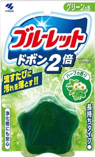 Kobayashi Bluelet Dobon Double Herb Таблетка для бачка унитаза очищающая и дезодорирующая с ароматом трав 120г 087879