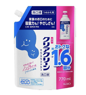 450975 KAO Clearclean Ополаскиватель полости рта  длительного действия с покрывающим компонентом (нежная мята / без спирта)  м/у 770 мл 450975