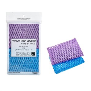 103800 SC Premium Mesh Scrubber Мочалка-сетка для мытья посуды и кухонных поверхностей с ворсистой полиэстеровой нитью (жесткая) (25 х 20 см) х 2 шт 103800