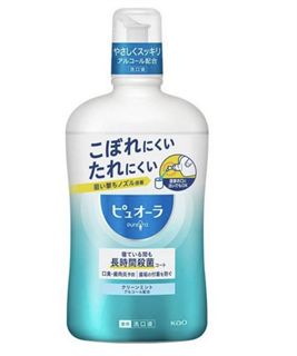 340009 KAO PureOra Ополаскиватель полости рта  длительного действия с антибактериальным эффектом (освежающая мята / со спиртом) 850 мл 340009