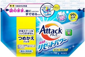453334 KAO Attack High Penetration Reset Power Универсальный концентрированный стиральный порошок с активным кислородным пятновыводителем и кондиционером м/у 700г 453334