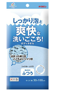 201457 KIKULON Fine Shasta Regular Blue Мочалка массажная для тела высокой плотности средней жёсткости голубая 30*100 см 201457