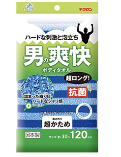 201495 KIKULON Men's Antibacterial Fine Shasta 120 Blue Мочалка массажная мужская с антибактериальной нитью жёсткая 30*120 см 201495