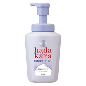 326434 LION Hadakara Увлажняющее мыло-пенка для тела с прохладным травяным ароматом (дезодорирующее, для всех типов кожи) 550 мл 326434