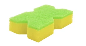 102099 KIKULON Kubomi Sponge Губка для мытья посуды двухслойная мягкий верхний слой цвет зеленый\желтый 1шт 102099
