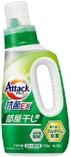 451170 KAO Attack Antibacterial EX for Room Drying Жидкое средство для стирки для сушки белья в помещении с антибактериальным эффектом и ароматом свежей зелени 720г 451170