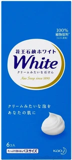 KAO White Кусковое крем-мыло со скваланом белые цветы 6Х85г 430359