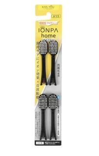 145418 ION Ionpa Home ШИРОКИЕ сменные головки с двухуровневой щетиной и антибактериальным эффектом для ультразвуковой ионной зубной щётки (средняя жёсткость), 4 шт. чёрные 145418