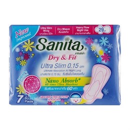 601634 SANITA Dry&Fit RelaxNight UltraSlim Ультратонкие гигиеническое прокладки 7шт 601634