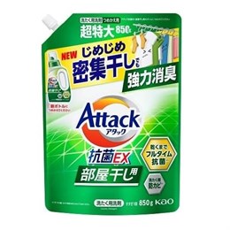KAO Attack Antibacterial EX Жидкое средство для стирки, для сушки белья в помещении, с ароматом свежей зелени м/у 850г 434364