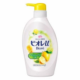 336408 KAO Biore U Fresh Citrus Жидкое мыло для тела Бодрящий Цитрус, с освежающим цитрусовым ароматом 480мл 336408